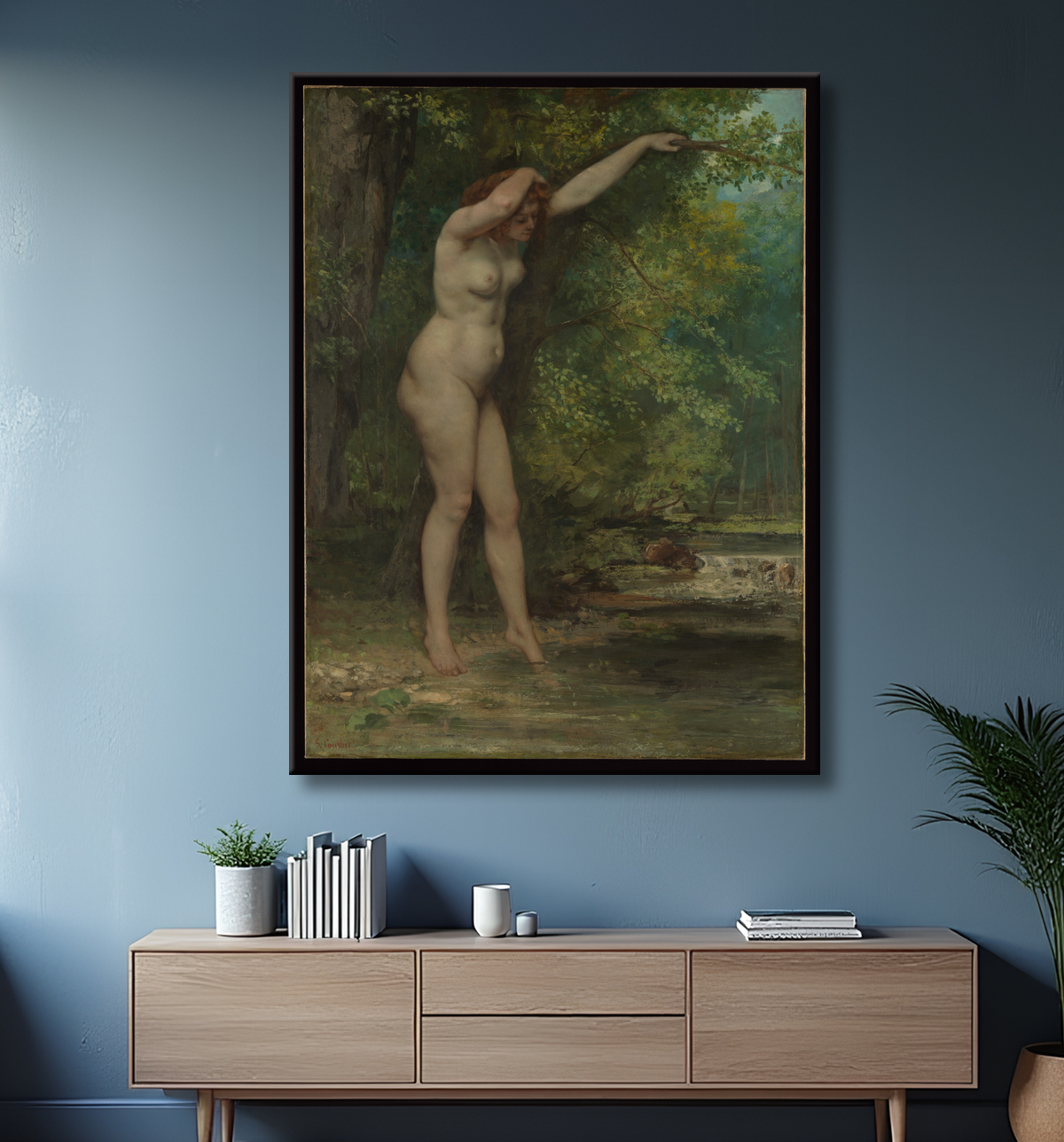 Reproduction Le jeune baigneur de Gustave Courbet avec decor