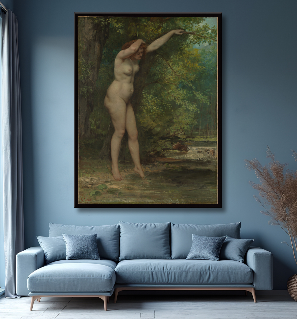 Reproduction Le jeune baigneur de Gustave Courbet avec decor