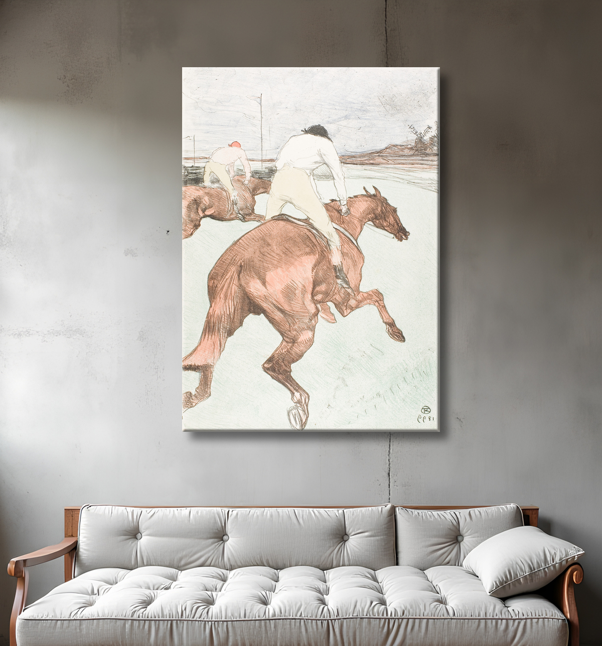 Reproduction Le jockey de Henri de Toulouse-Lautrec avec decor
