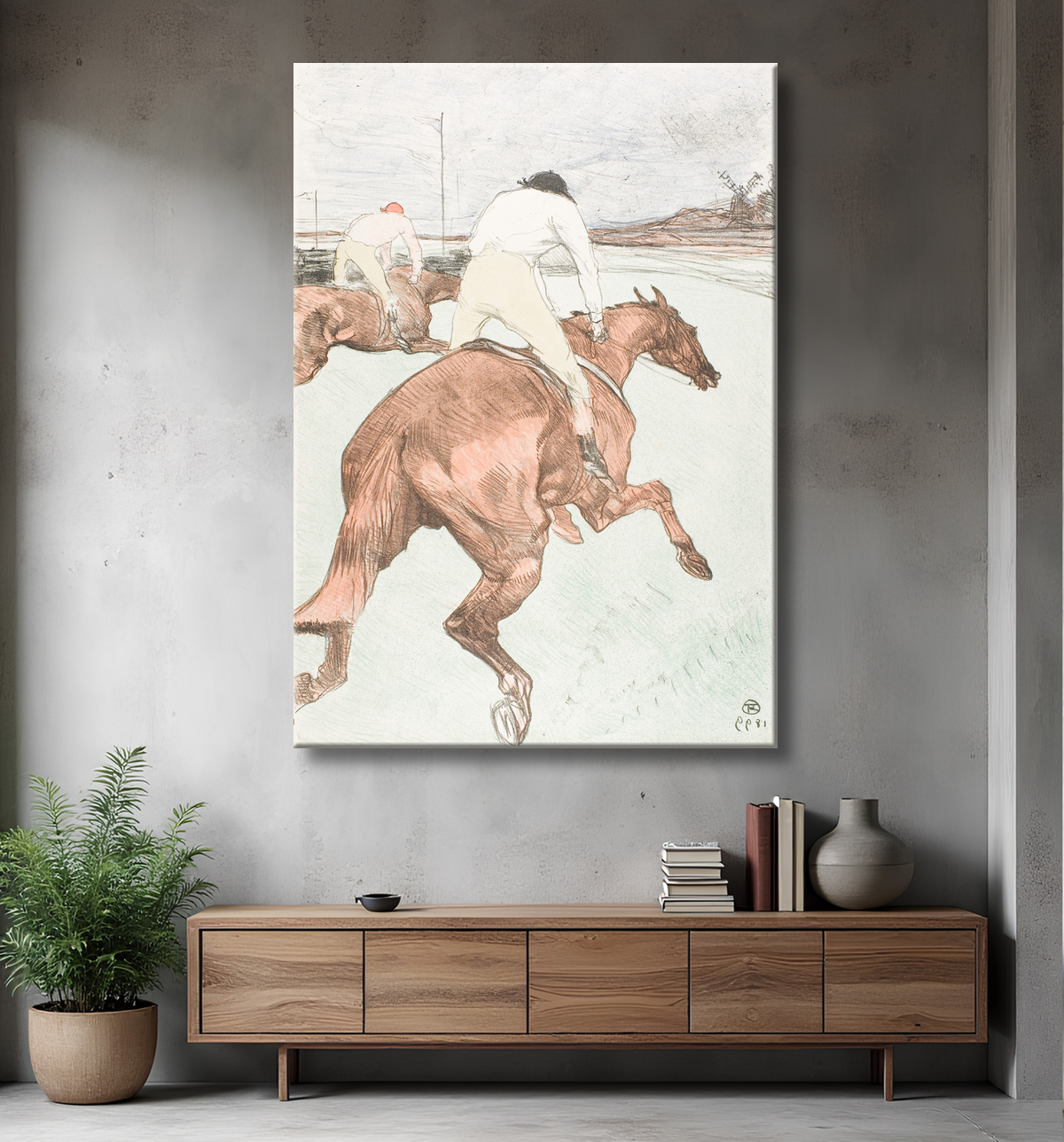 Reproduction Le jockey de Henri de Toulouse-Lautrec avec decor
