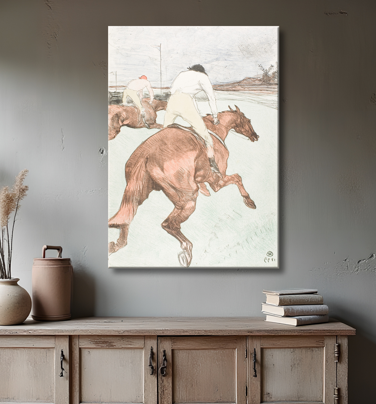 Reproduction Le jockey de Henri de Toulouse-Lautrec avec decor