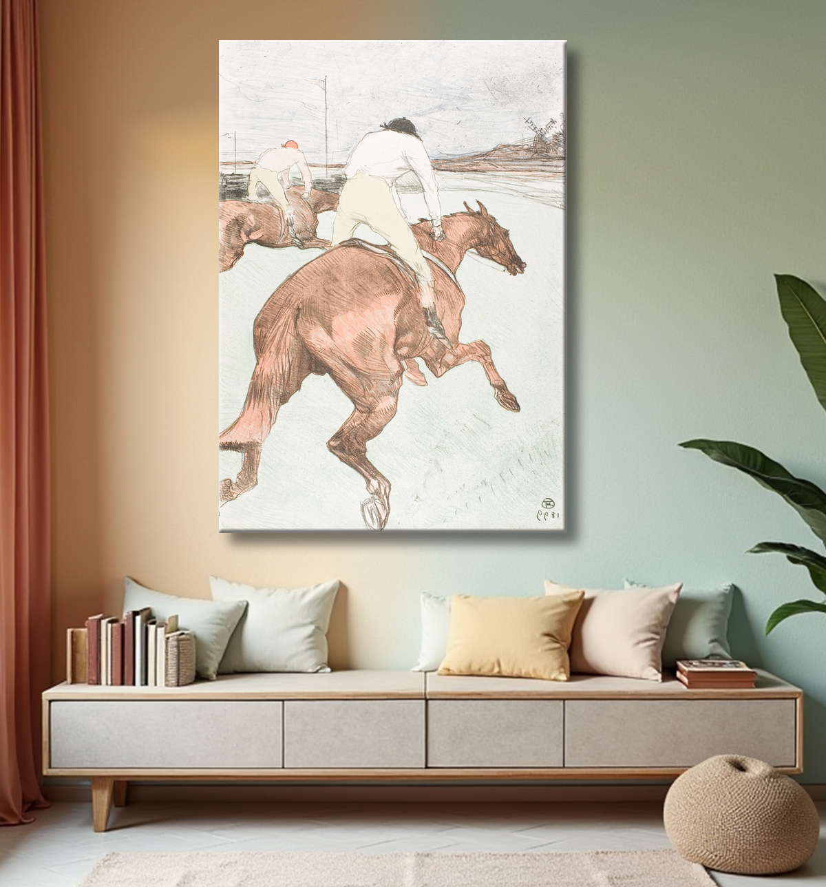 Reproduction Le jockey de Henri de Toulouse-Lautrec avec decor