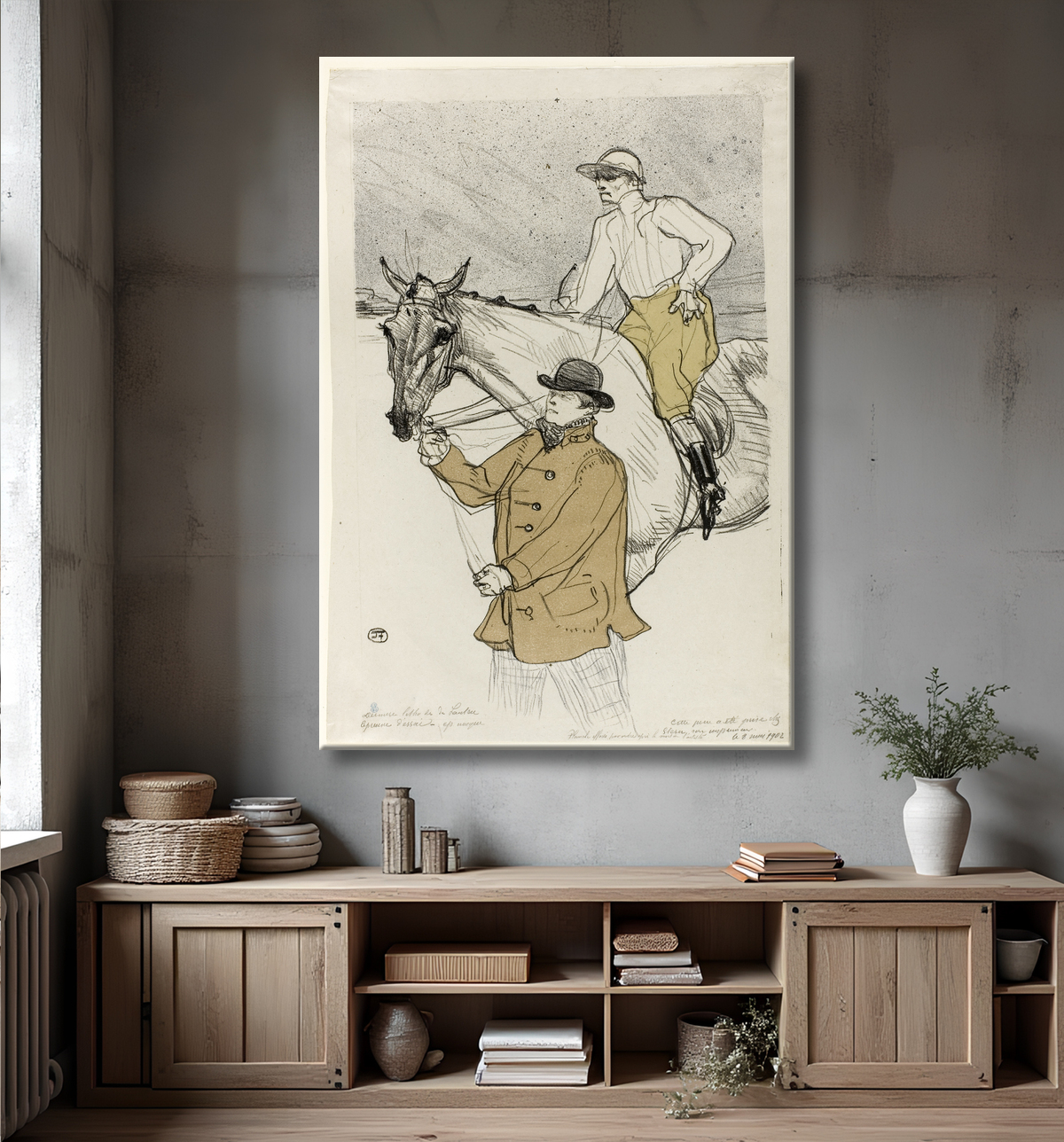 Reproduction Le jockey va au poste de Henri de Toulouse-Lautrec avec decor