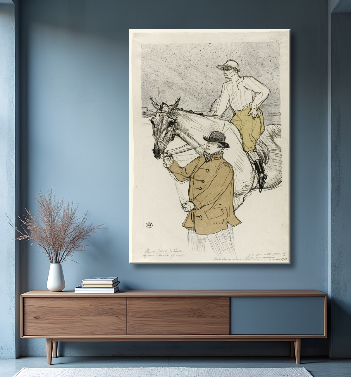 Reproduction Le jockey va au poste de Henri de Toulouse-Lautrec avec decor