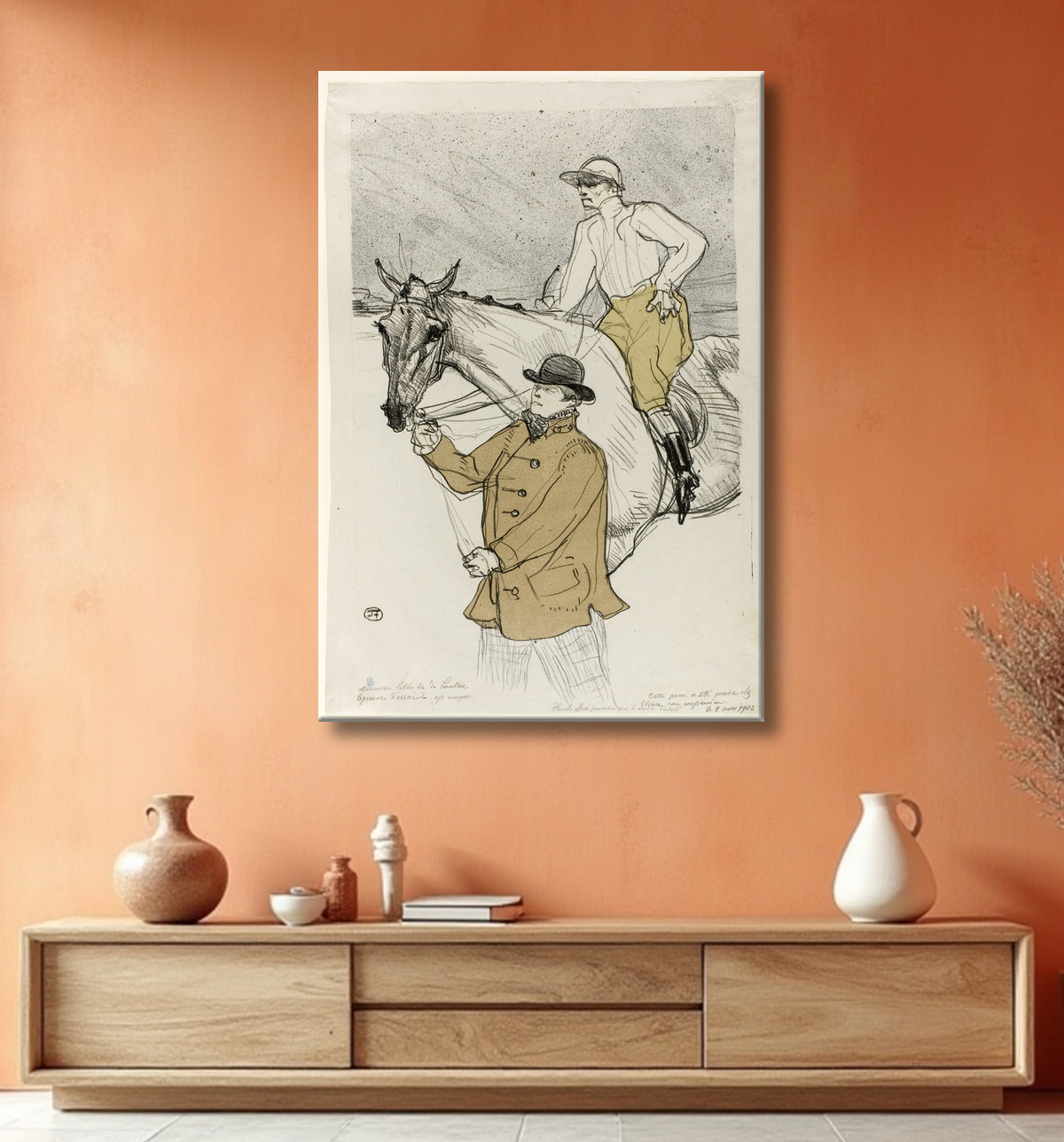 Reproduction Le jockey va au poste de Henri de Toulouse-Lautrec avec decor