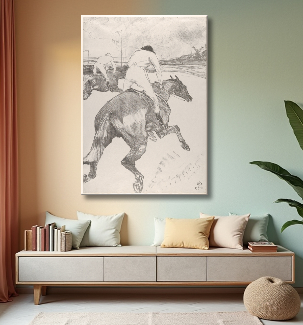 Reproduction Le jockey de Henri de Toulouse-Lautrec avec decor