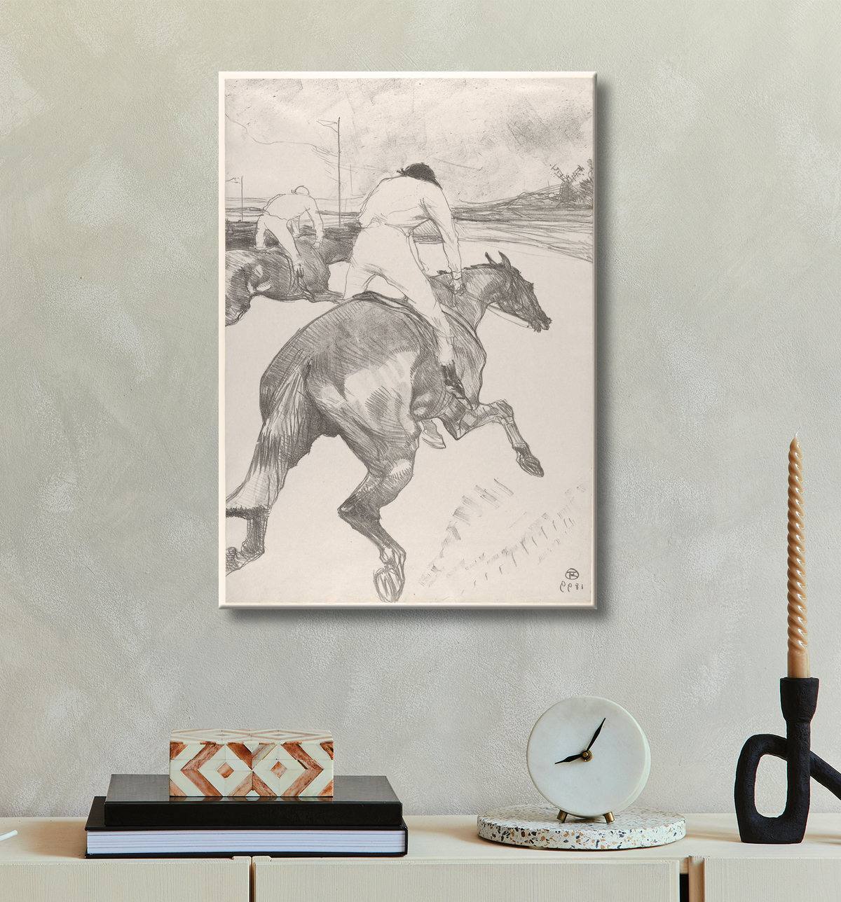 Reproduction Le jockey de Henri de Toulouse-Lautrec avec decor
