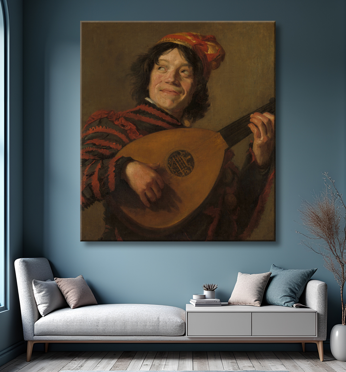 Reproduction Le joueur de luth de Frans Hals avec decor