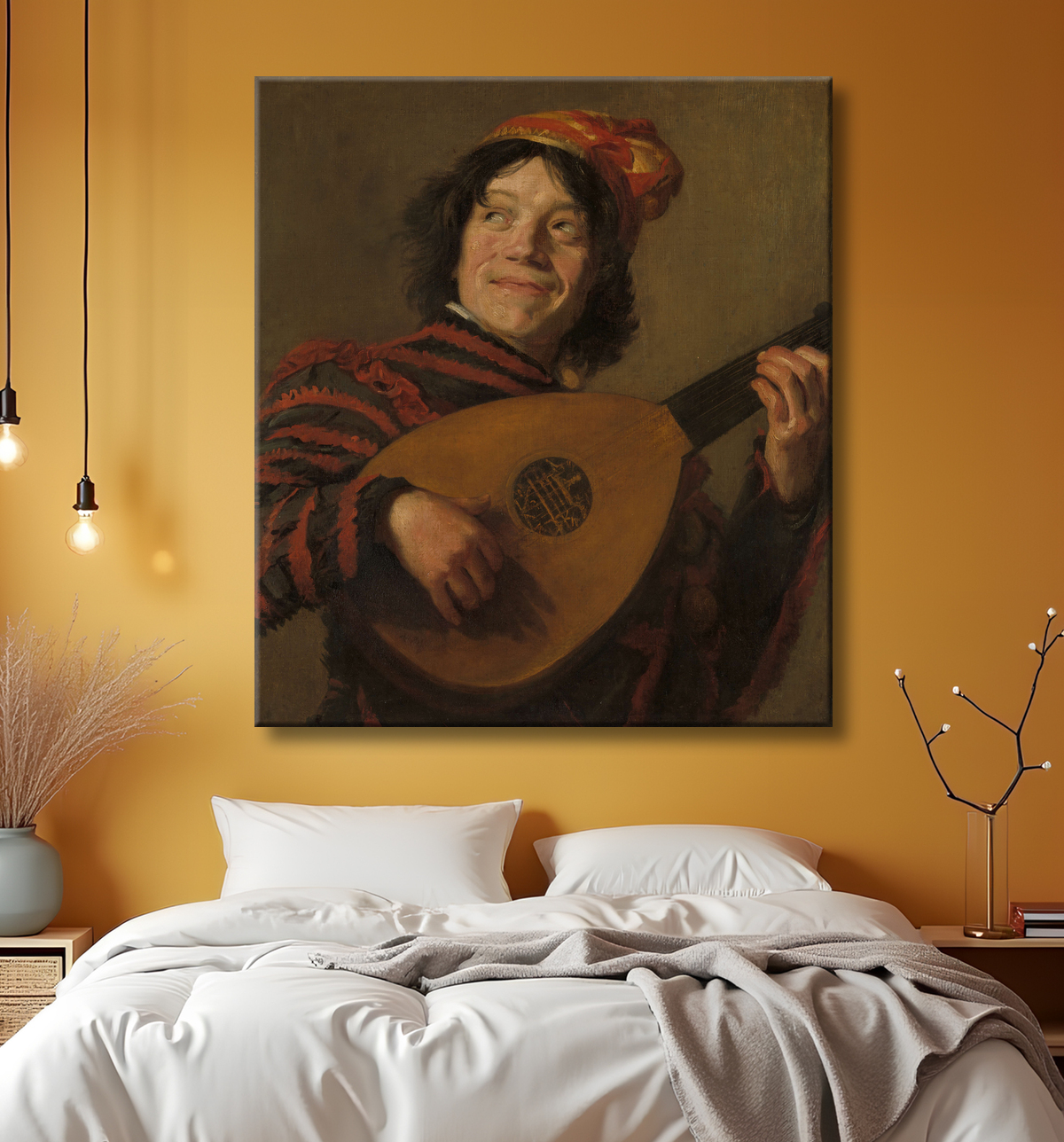 Reproduction Le joueur de luth de Frans Hals avec decor