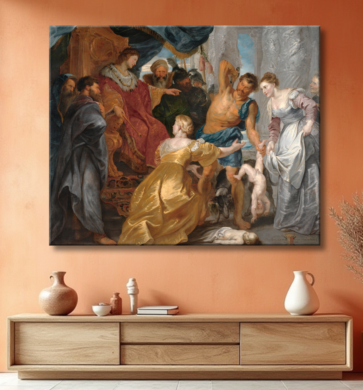 Reproduction Le Jugement de Salomon de Rubens, Peter Paul avec decor
