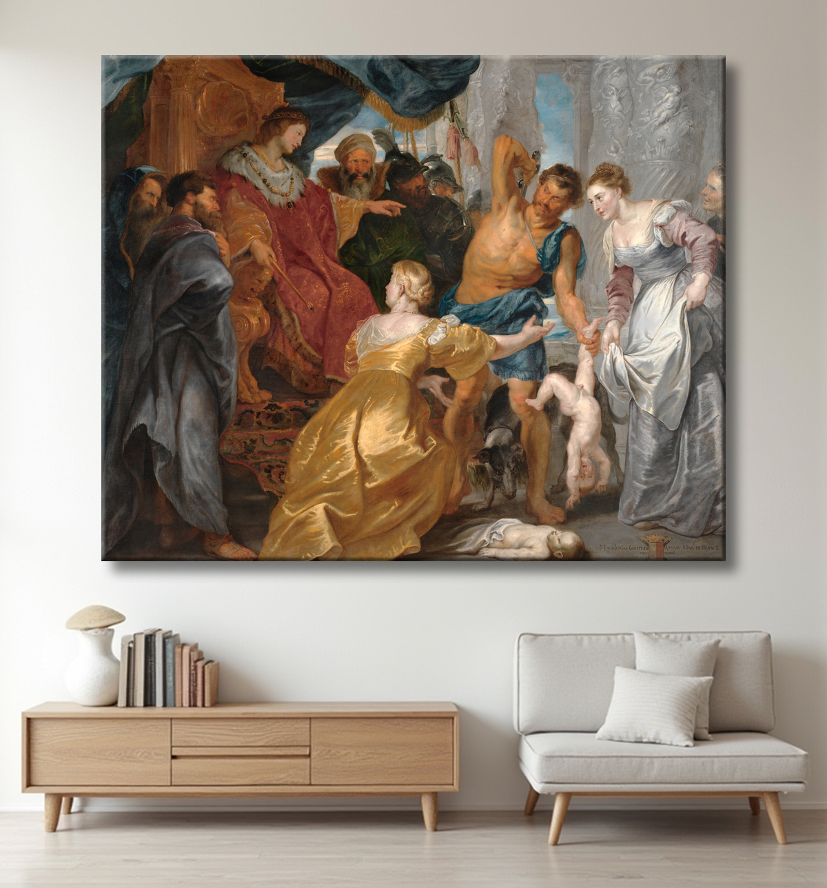 Reproduction Le Jugement de Salomon de Rubens, Peter Paul avec decor