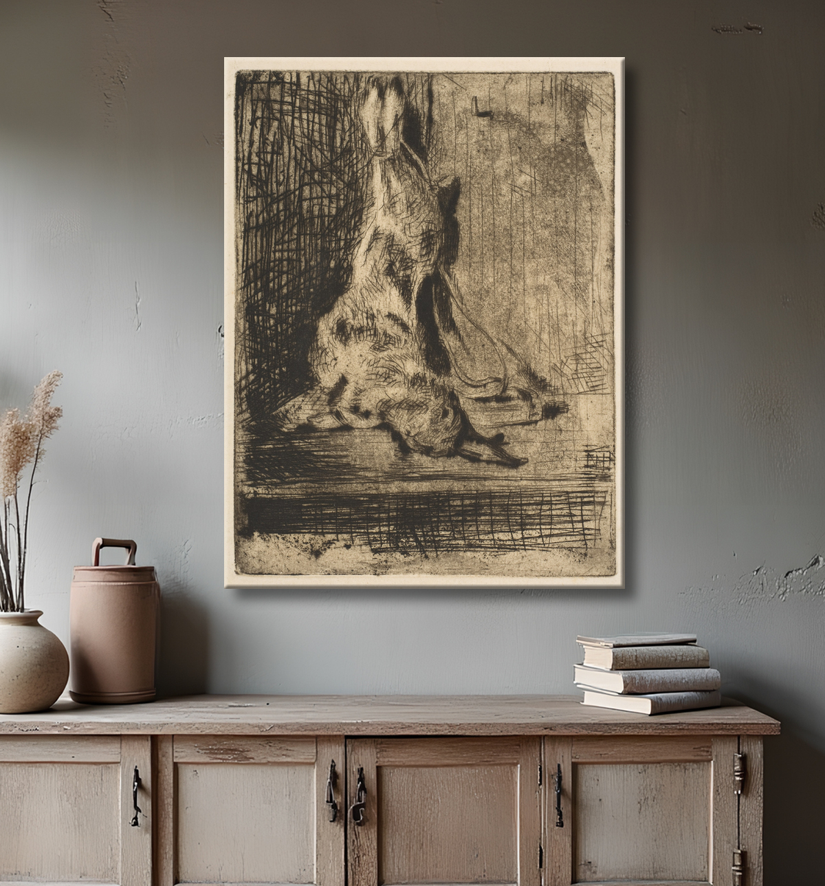 Reproduction Le lapin de Edouard Manet avec decor