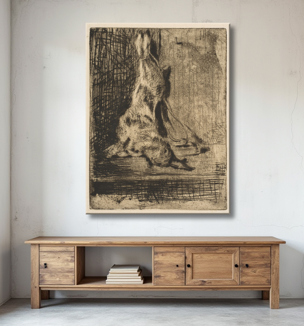 Reproduction Le lapin de Edouard Manet avec decor