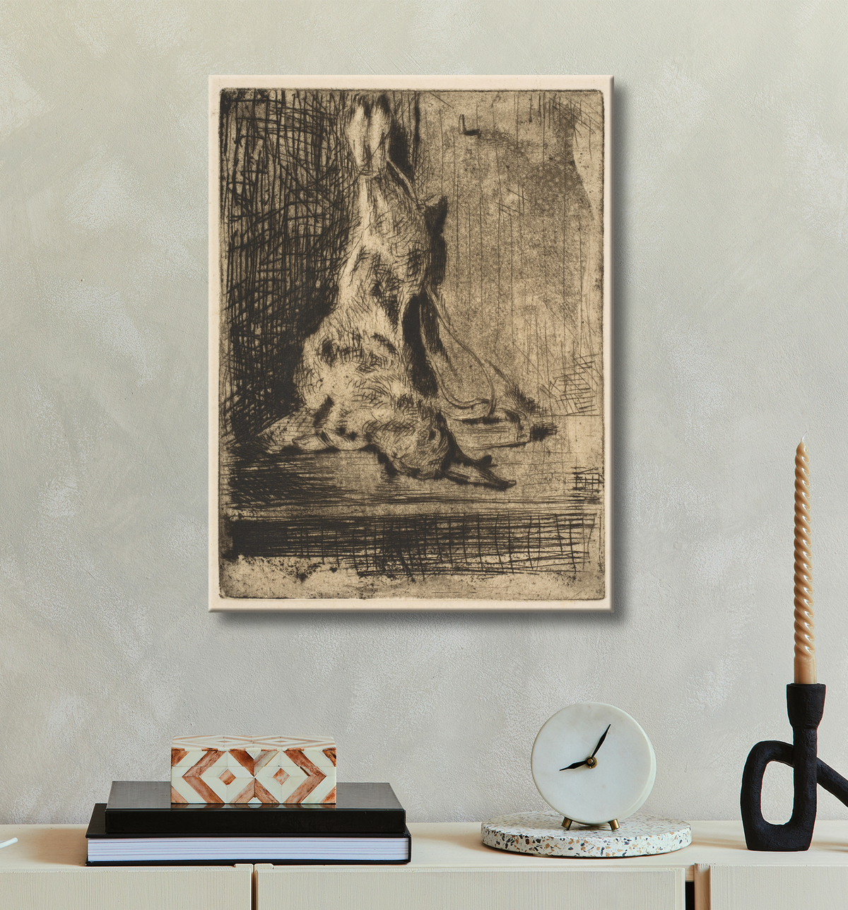 Reproduction Le lapin de Edouard Manet avec decor