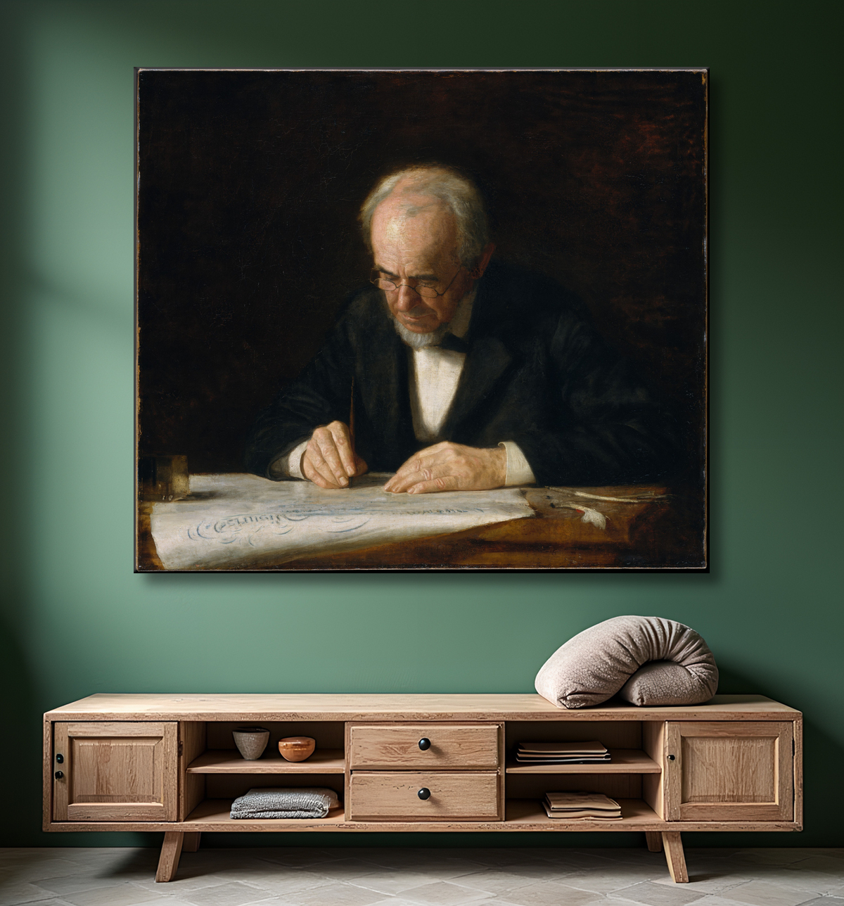 Reproduction Le maître d'écriture de Thomas Eakins avec decor