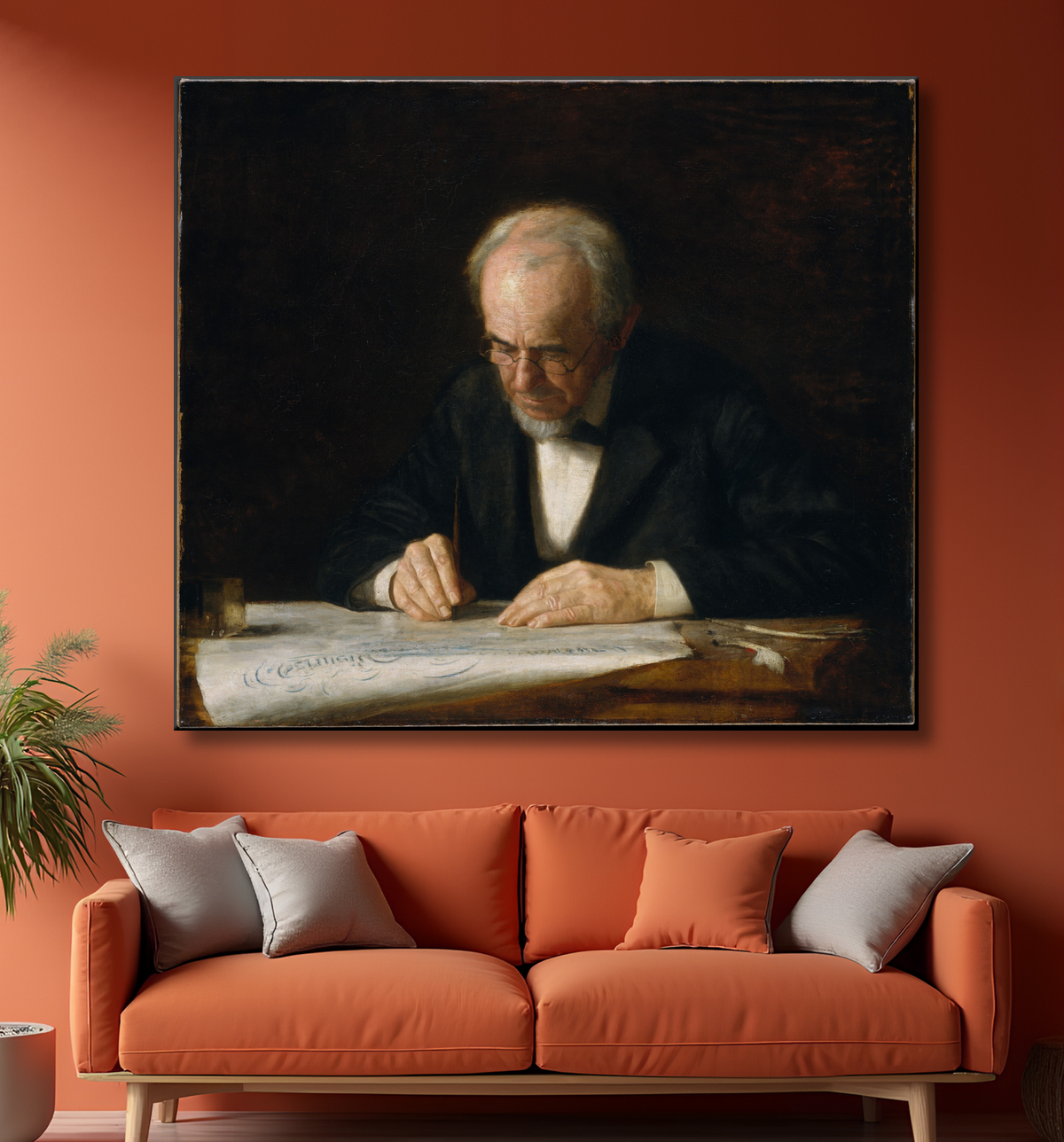 Reproduction Le maître d'écriture de Thomas Eakins avec decor