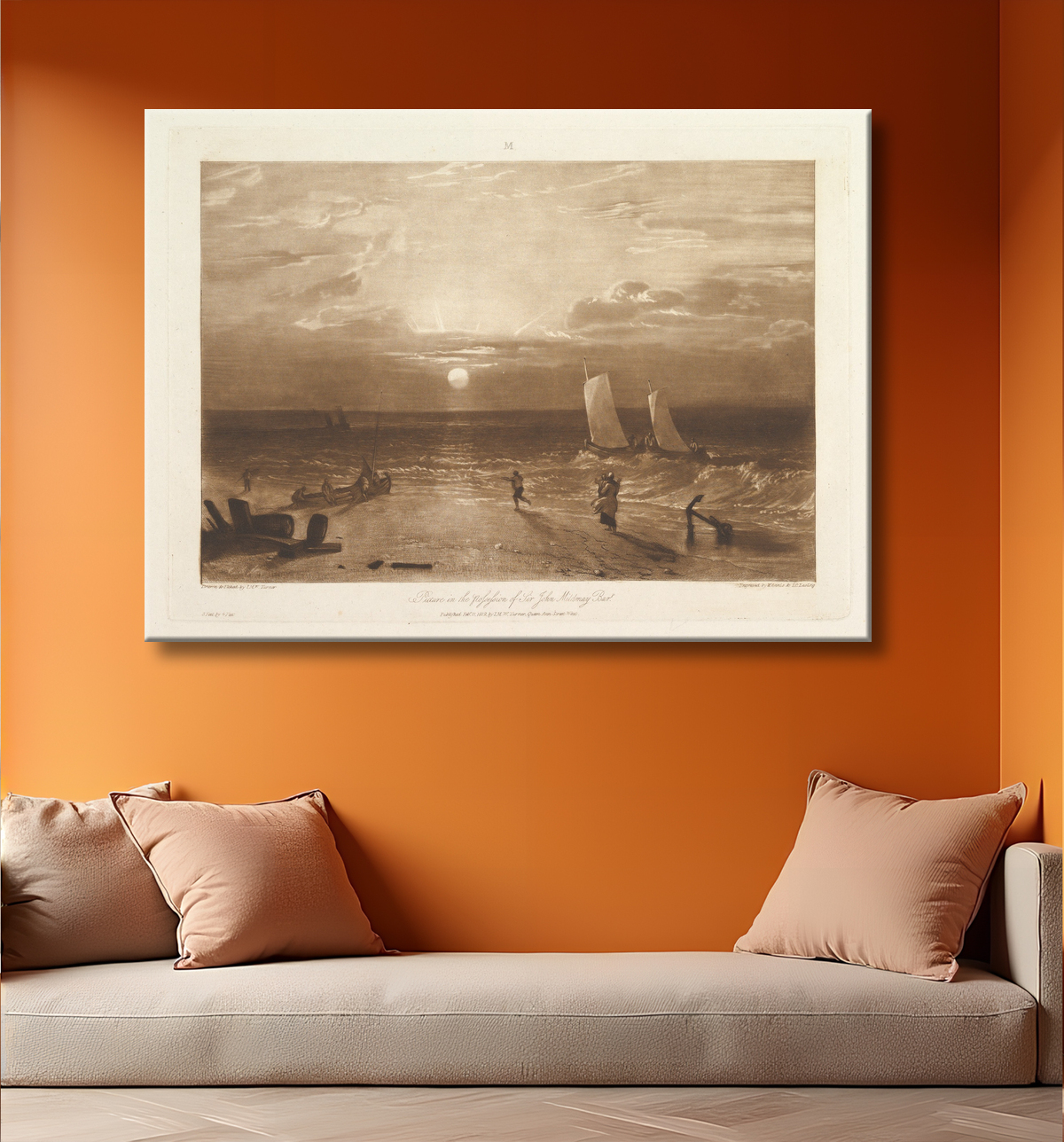 Reproduction Le Mildmay Sea-Piece (Liber Studiorum, partie VIII, planche 40) de Joseph Mallord William Turner avec decor