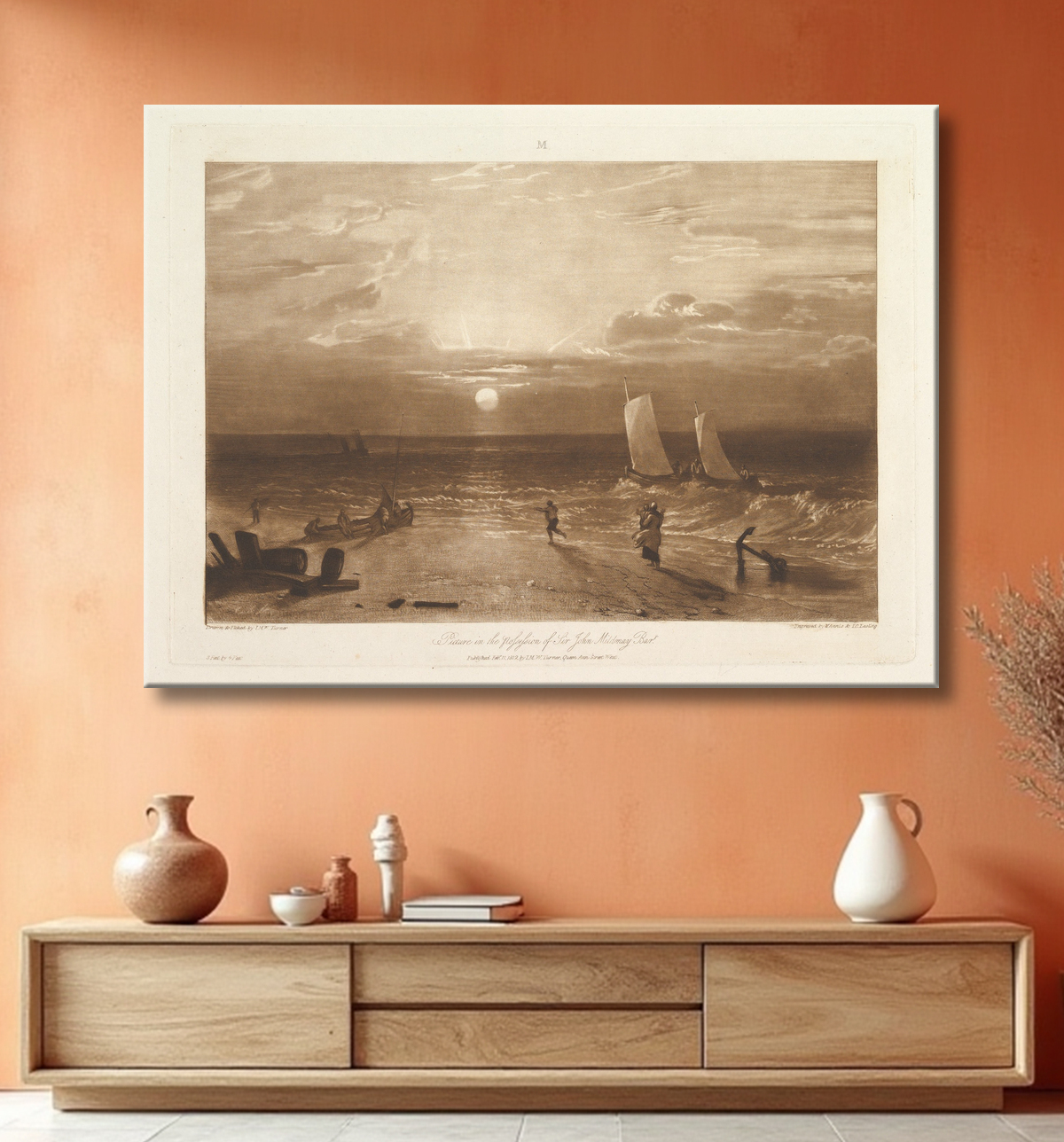 Reproduction Le Mildmay Sea-Piece (Liber Studiorum, partie VIII, planche 40) de Joseph Mallord William Turner avec decor