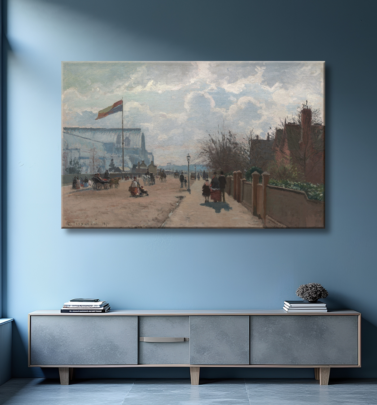Reproduction Le Palais de Cristal de Camille Pissarro avec decor