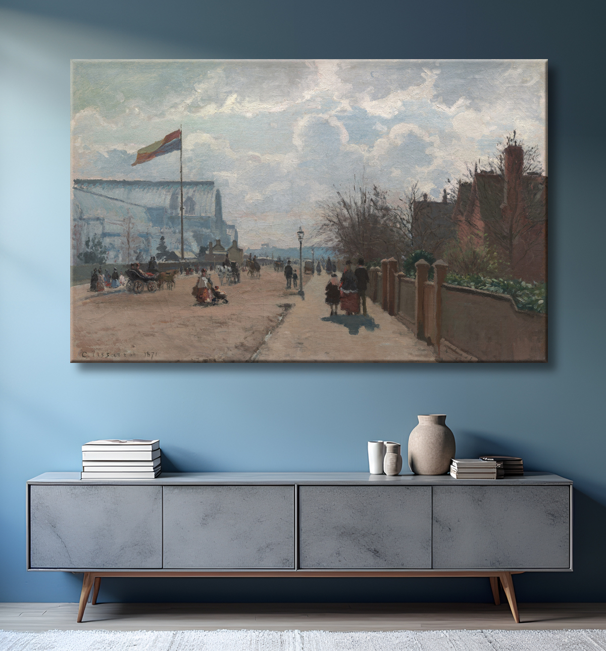 Reproduction Le Palais de Cristal de Camille Pissarro avec decor