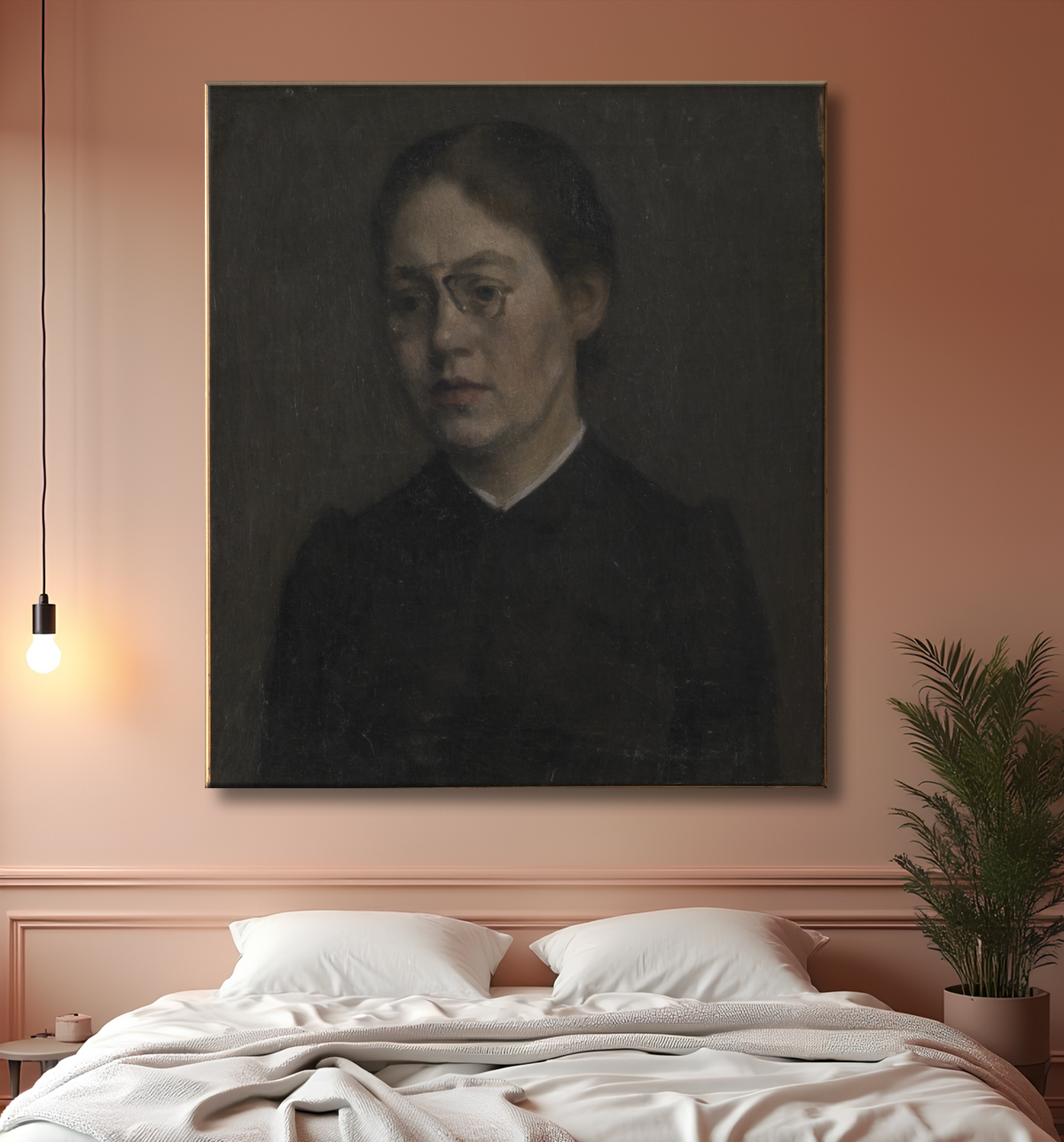Reproduction Le Peintre Elisabeth Wandel de Hammershøi, Vilhelm avec decor