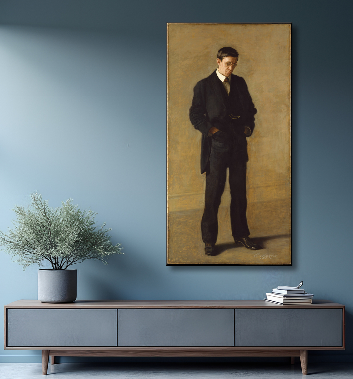 Reproduction Le Penseur : Portrait de Louis N. Kenton de Thomas Eakins avec decor