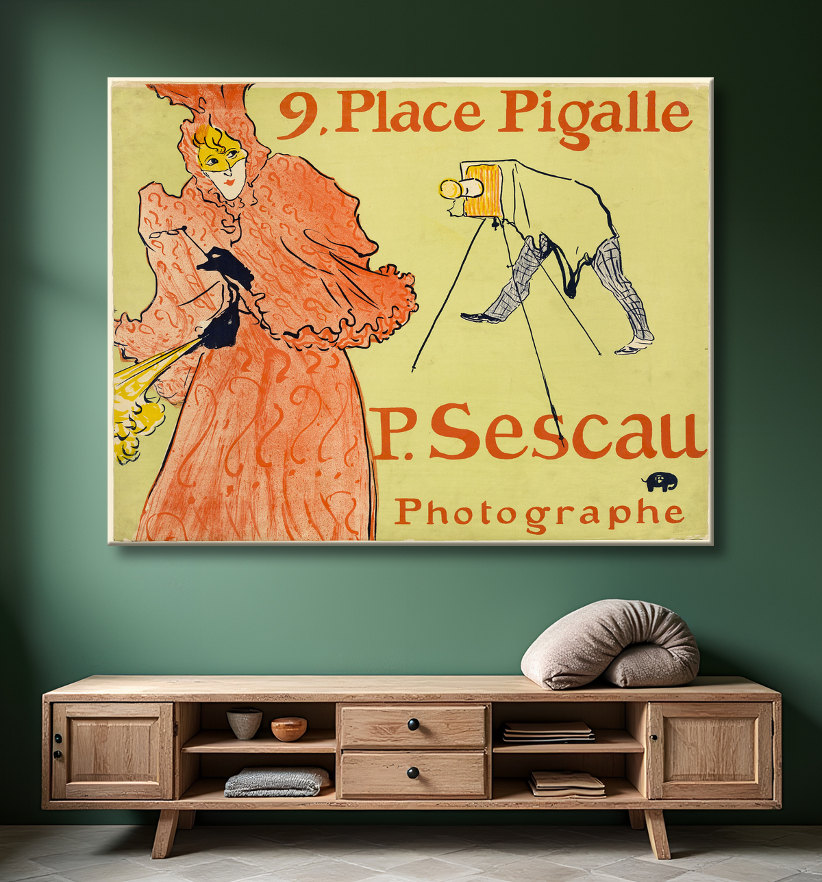 Reproduction Le photographe Sescau de Henri de Toulouse-Lautrec avec decor