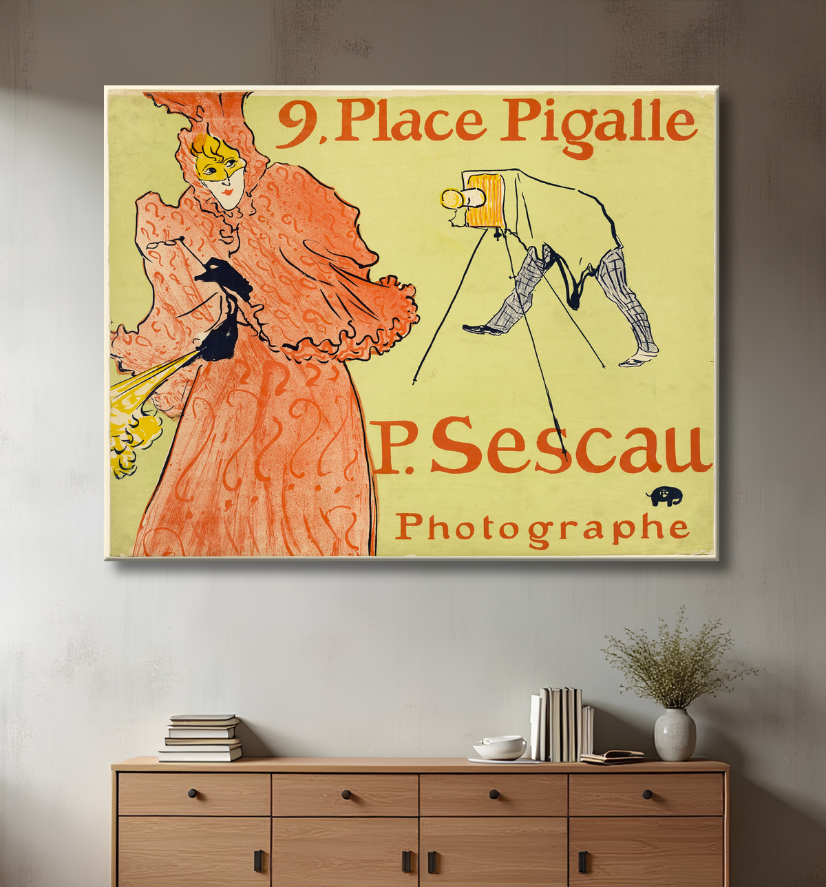 Reproduction Le photographe Sescau de Henri de Toulouse-Lautrec avec decor