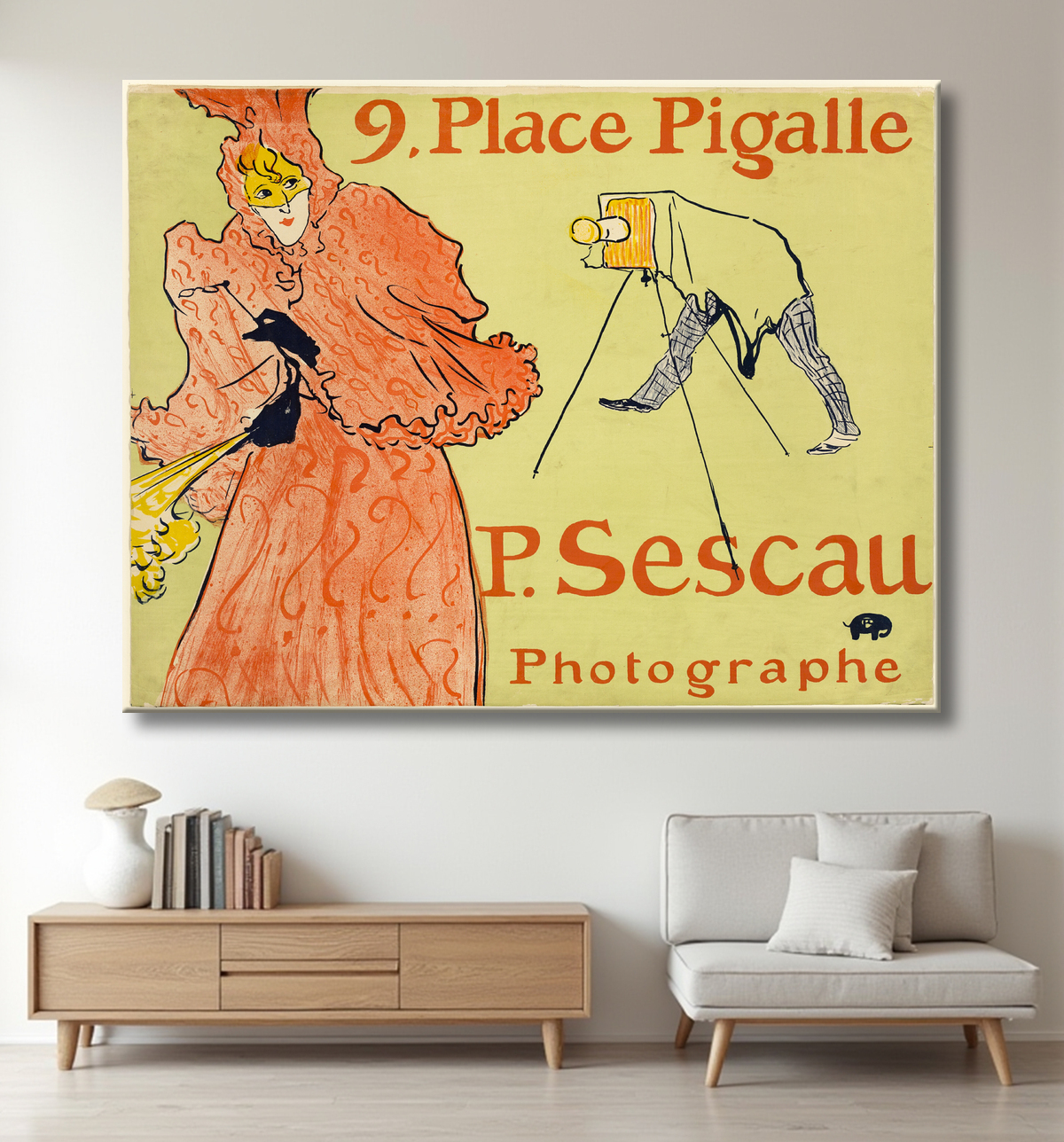 Reproduction Le photographe Sescau de Henri de Toulouse-Lautrec avec decor