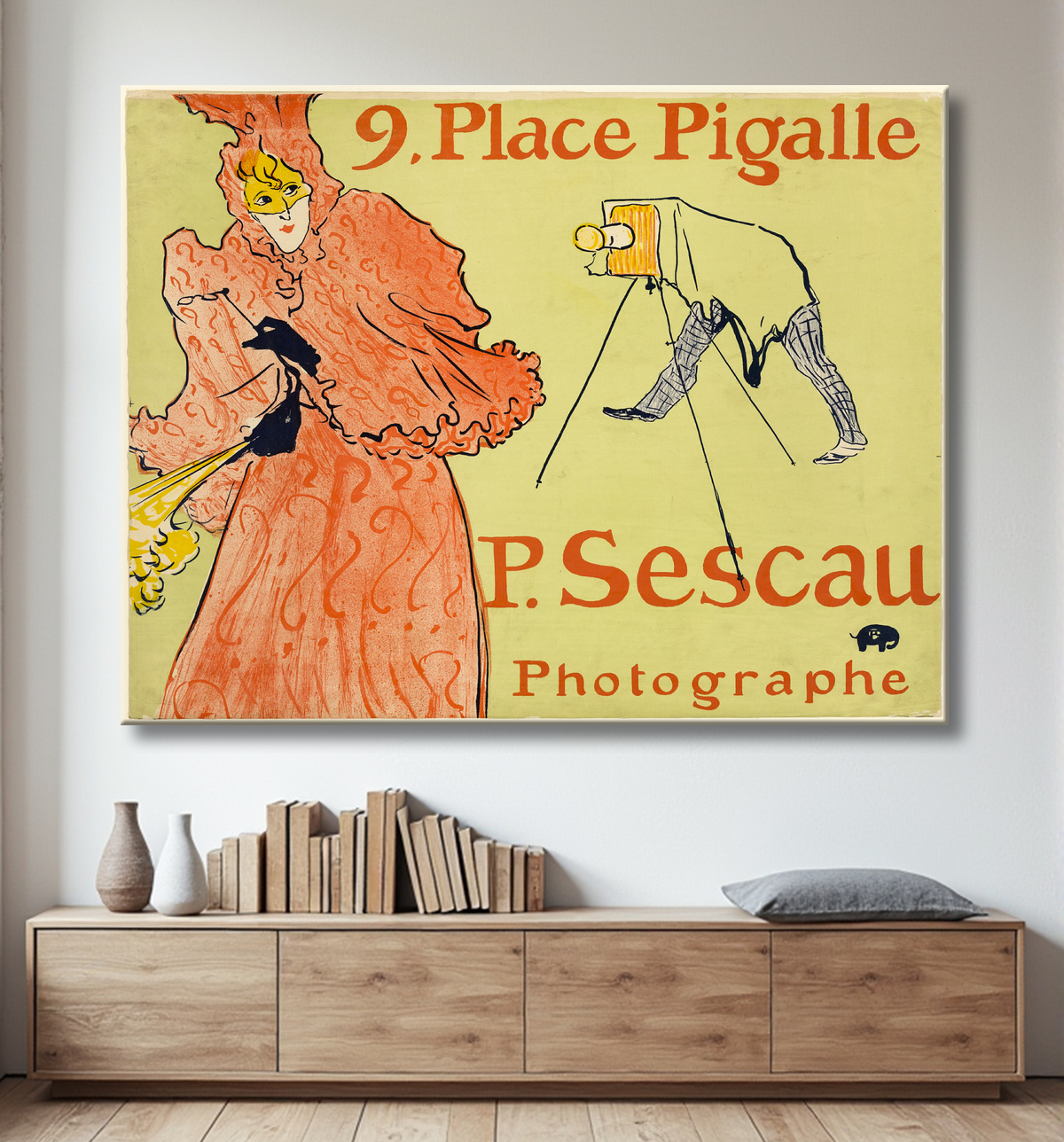 Reproduction Le photographe Sescau de Henri de Toulouse-Lautrec avec decor