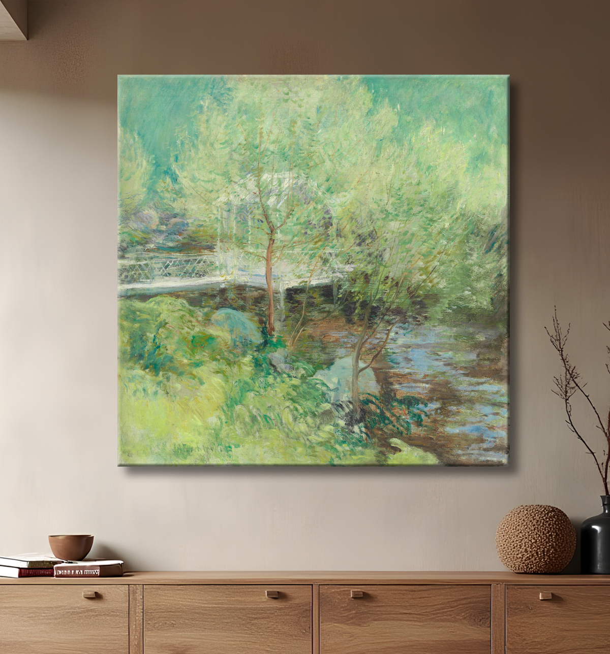 Reproduction Le pont blanc de John Henry Twachtman avec decor