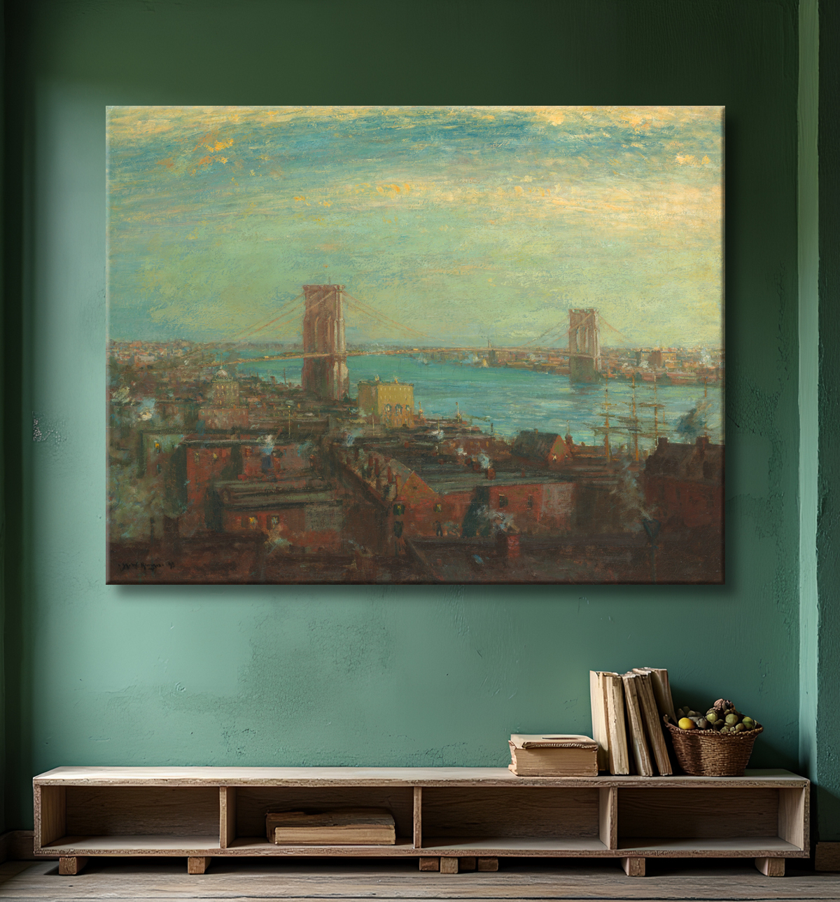 Reproduction le pont de Brooklyn de Henry Ward Ranger avec decor