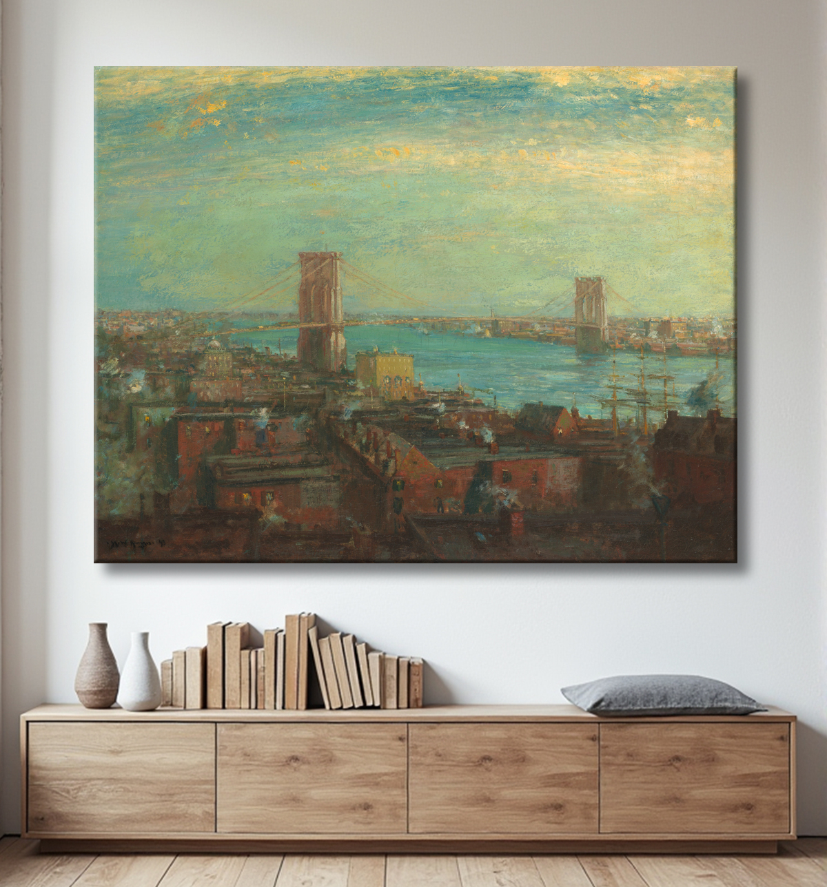 Reproduction le pont de Brooklyn de Henry Ward Ranger avec decor