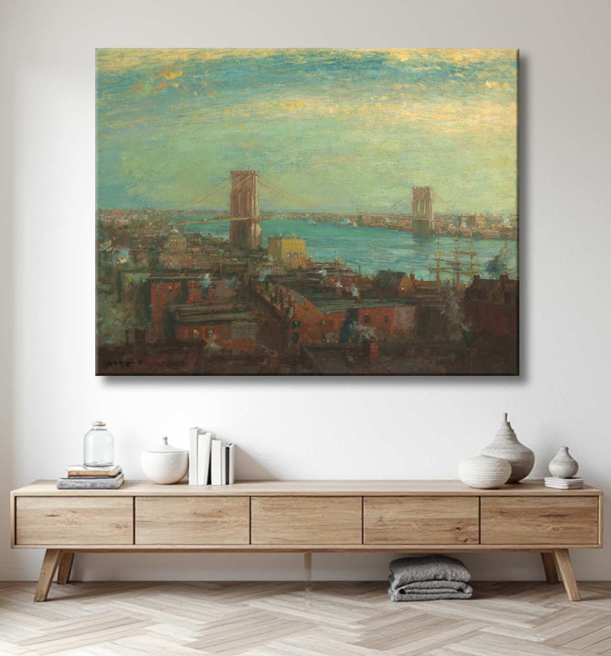 Reproduction le pont de Brooklyn de Henry Ward Ranger avec decor