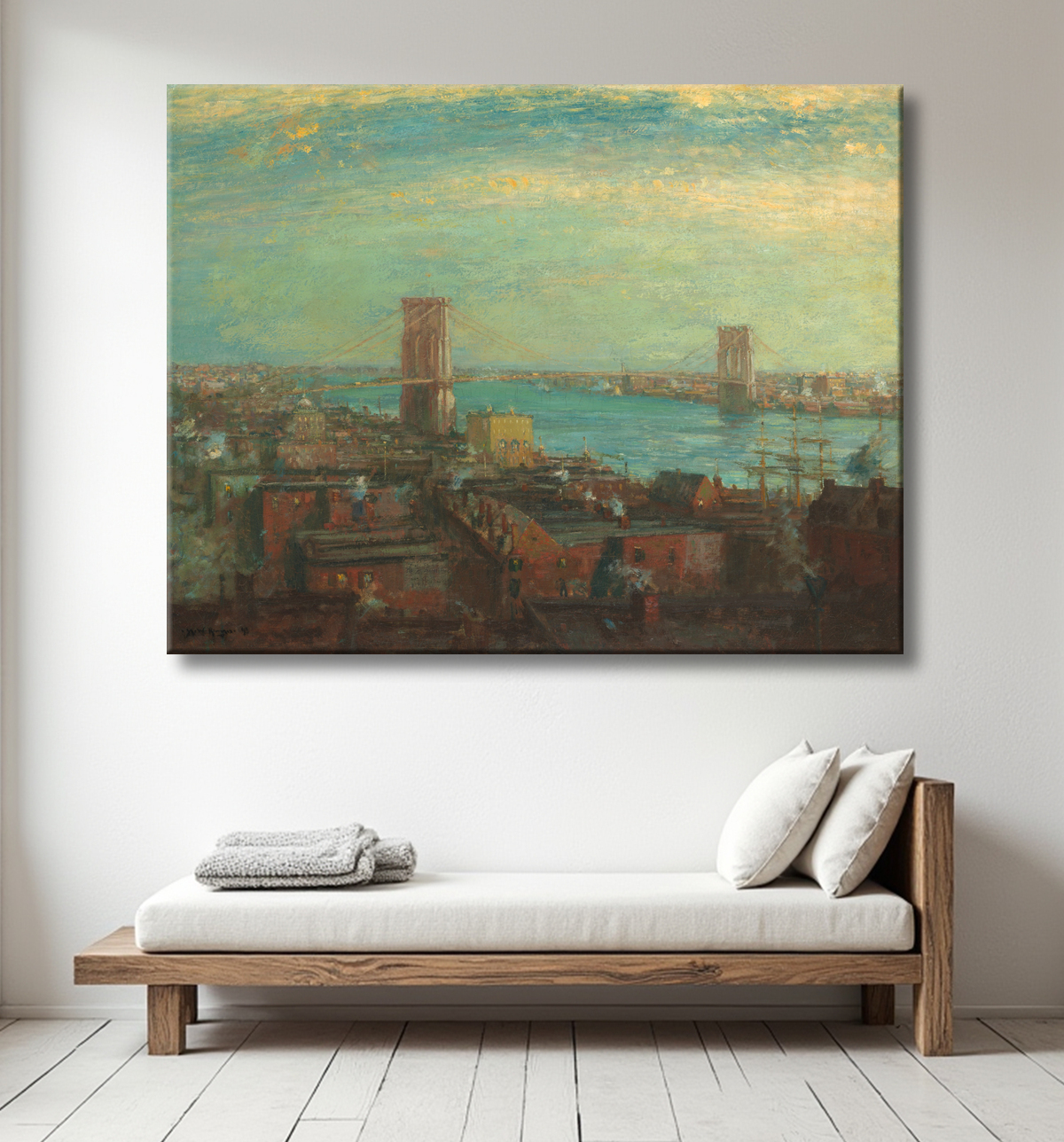 Reproduction le pont de Brooklyn de Henry Ward Ranger avec decor