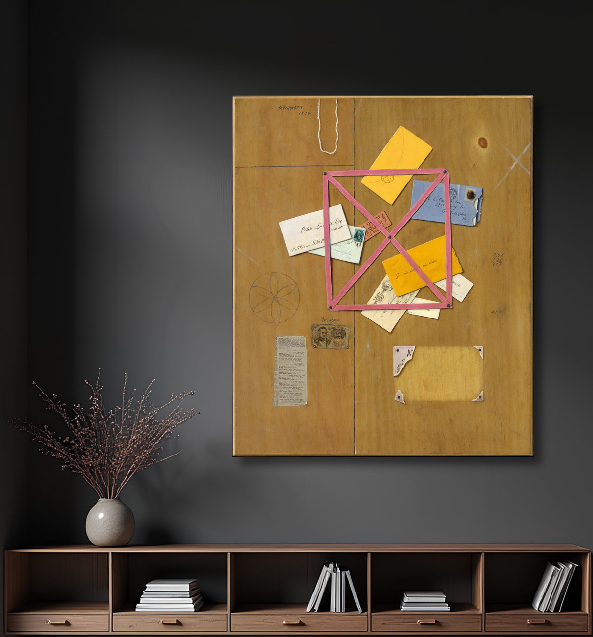 Reproduction Le porte-lettres de l'artiste de William Michael Harnett avec decor
