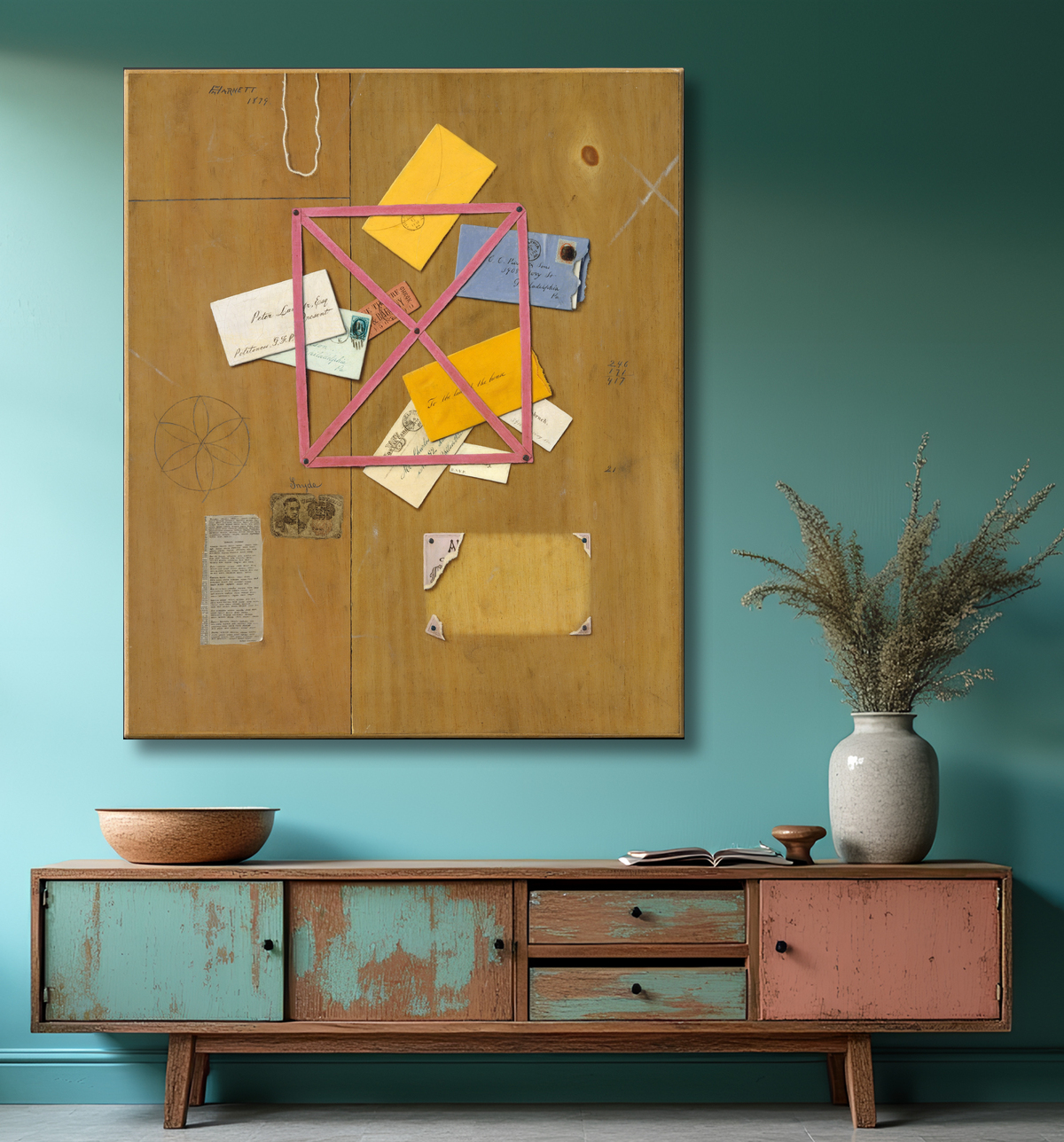 Reproduction Le porte-lettres de l'artiste de William Michael Harnett avec decor