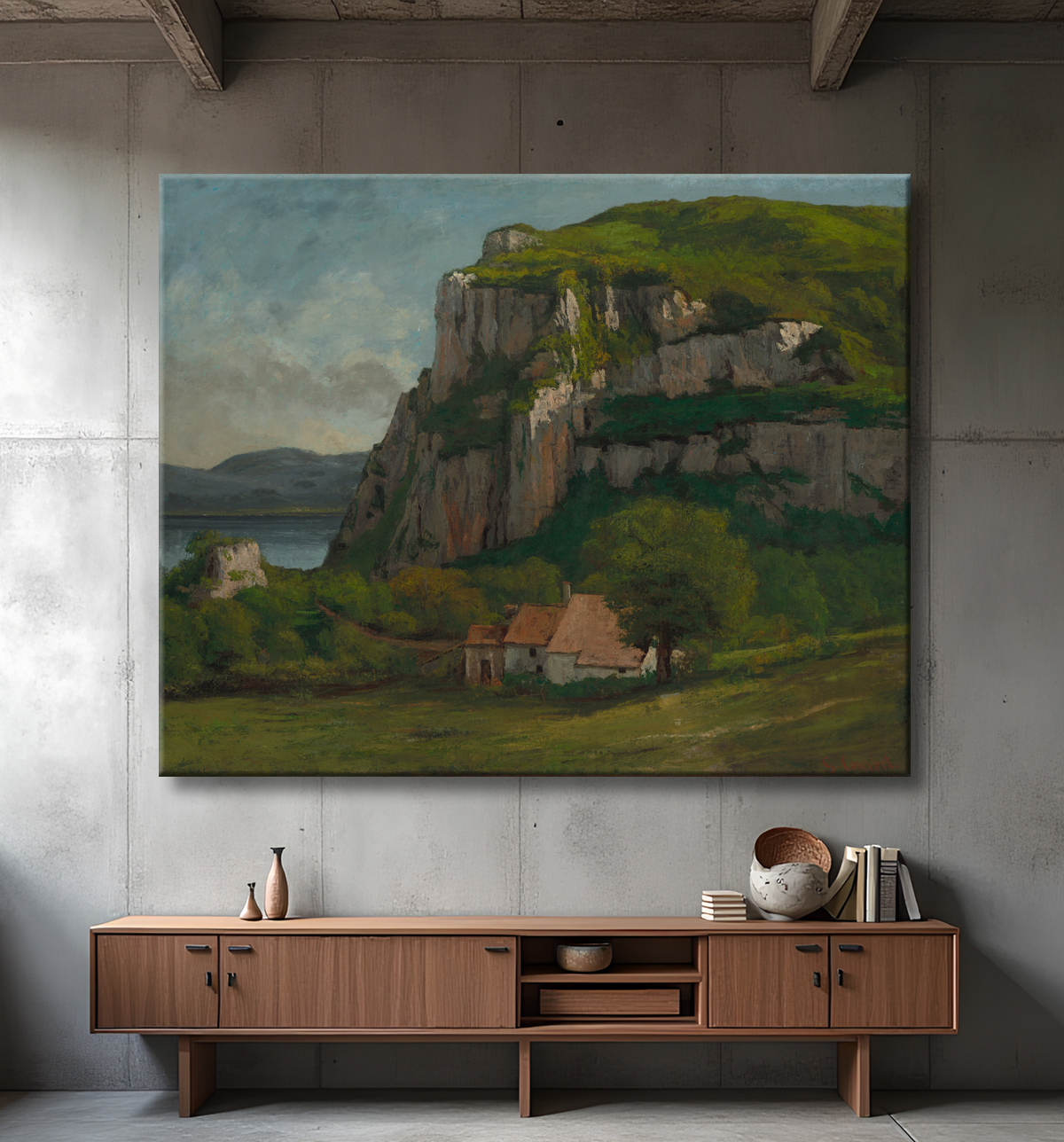Reproduction Le Rocher d'Hautepierre de Gustave Courbet avec decor