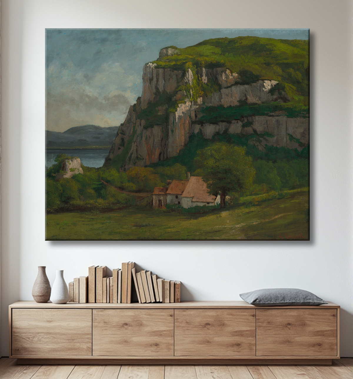 Reproduction Le Rocher d'Hautepierre de Gustave Courbet avec decor
