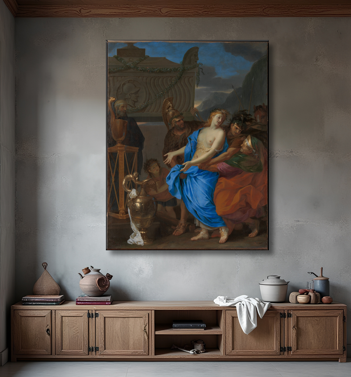Reproduction Le sacrifice de Polyxène de Charles Le Brun avec decor