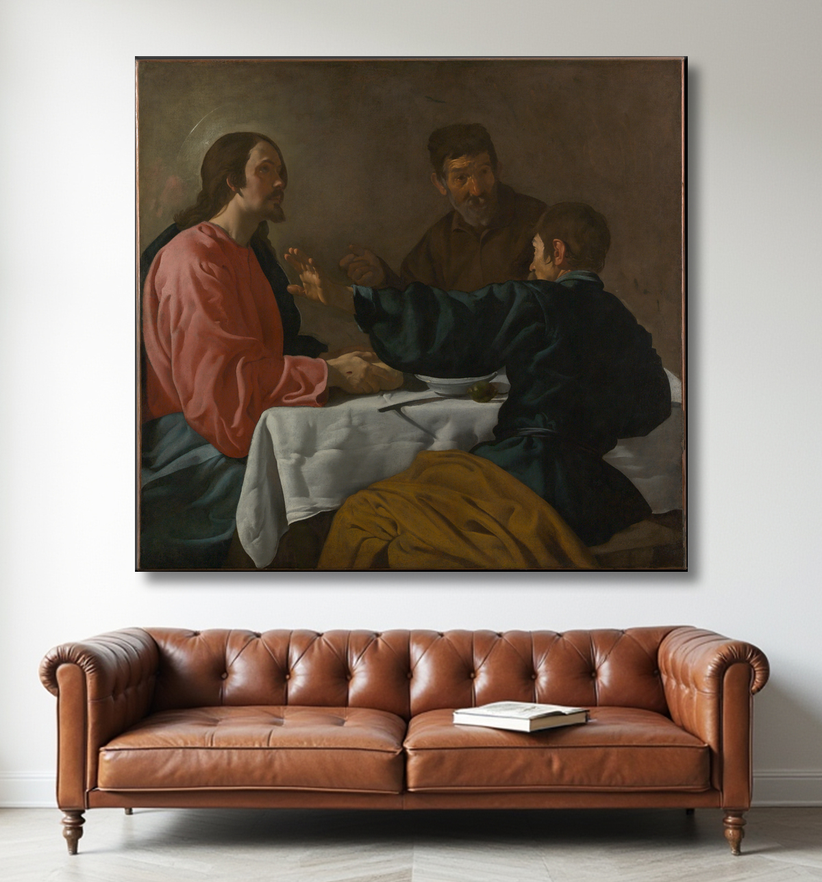 Reproduction Le souper à Emmaüs de Velázquez (Diego Rodríguez de Silva y Velázquez) avec decor