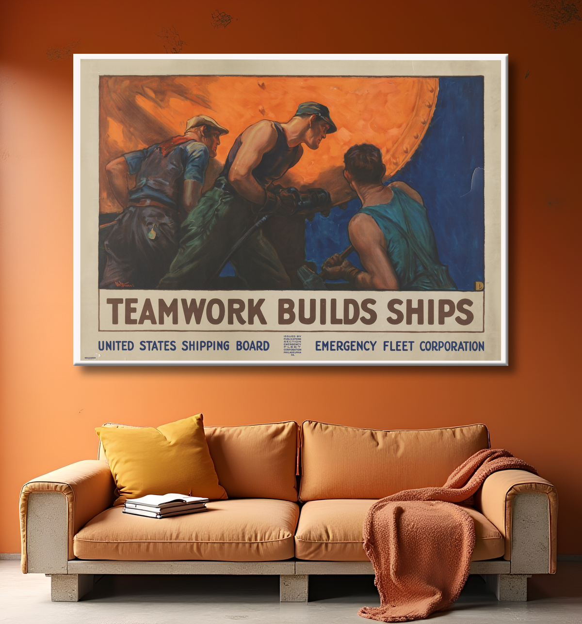 Reproduction Le travail d'équipe construit des navires de William Dodge Stevens, American, 1870 - 1942 avec decor