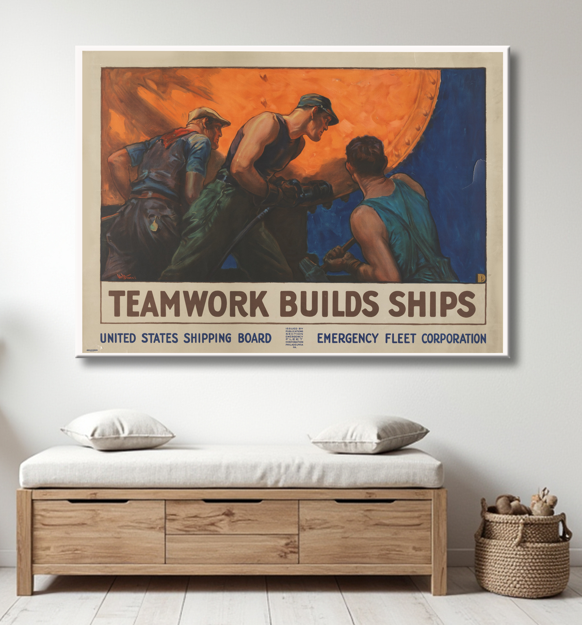 Reproduction Le travail d'équipe construit des navires de William Dodge Stevens, American, 1870 - 1942 avec decor