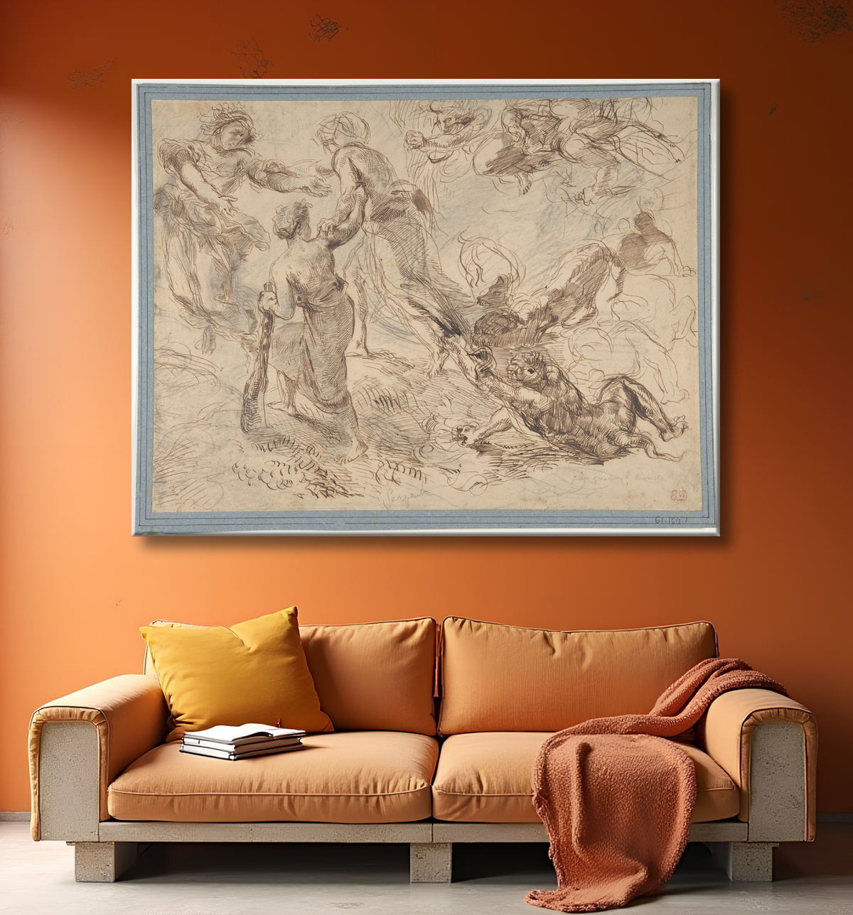 Reproduction Le triomphe du génie sur l'envie de Eugène Delacroix avec decor