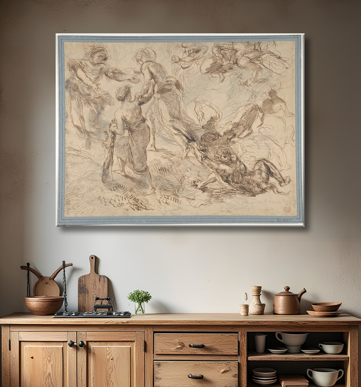 Reproduction Le triomphe du génie sur l'envie de Eugène Delacroix avec decor