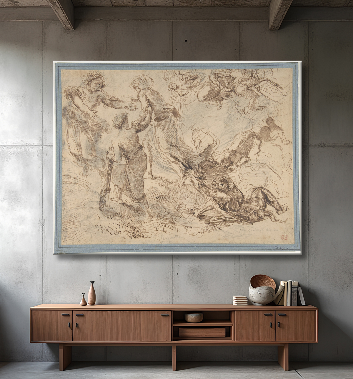 Reproduction Le triomphe du génie sur l'envie de Eugène Delacroix avec decor