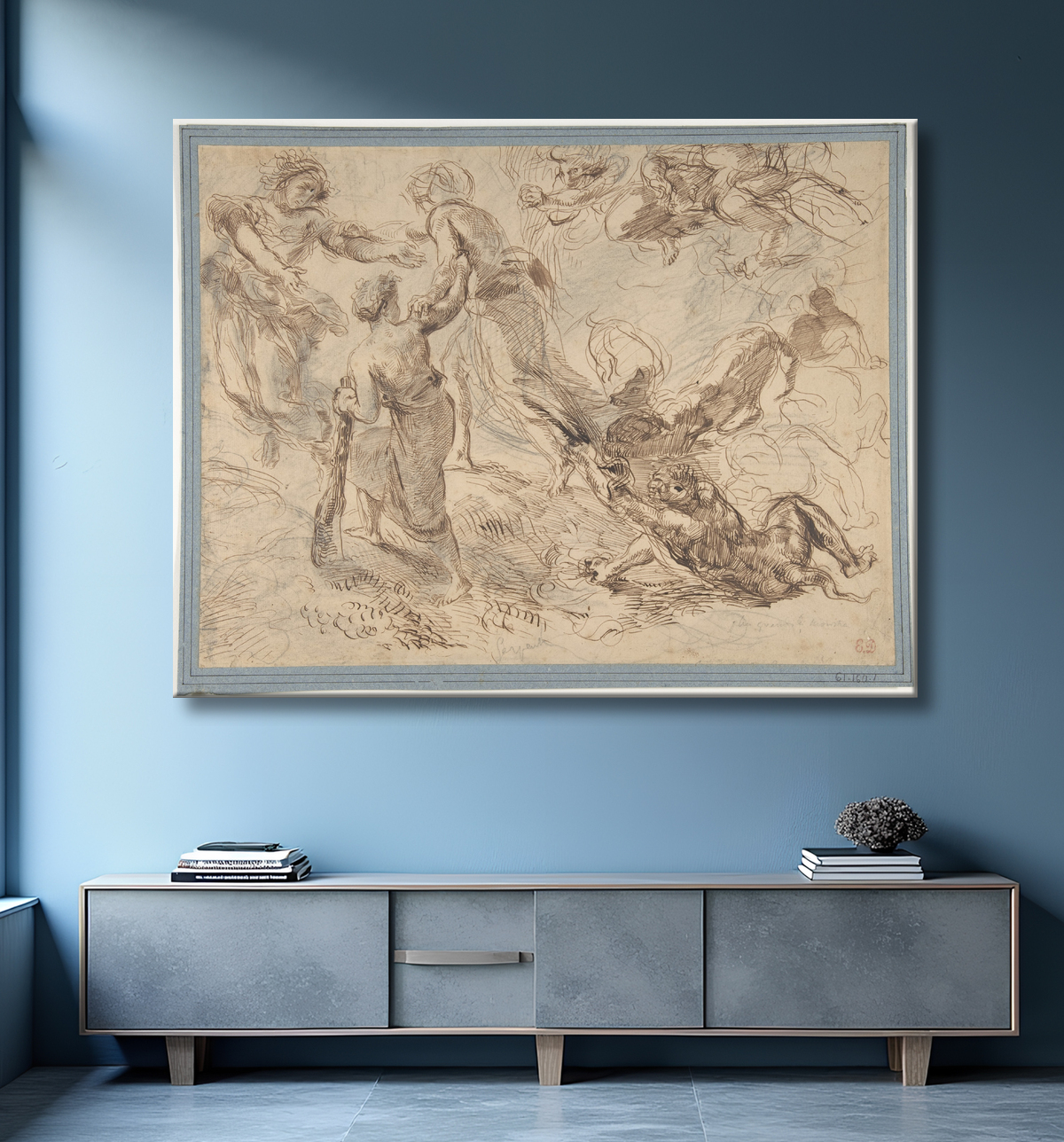 Reproduction Le triomphe du génie sur l'envie de Eugène Delacroix avec decor