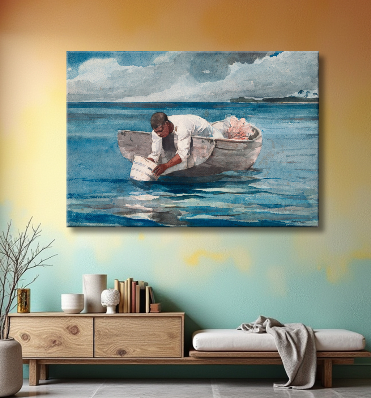 Reproduction Le ventilateur d'eau de Winslow Homer avec decor