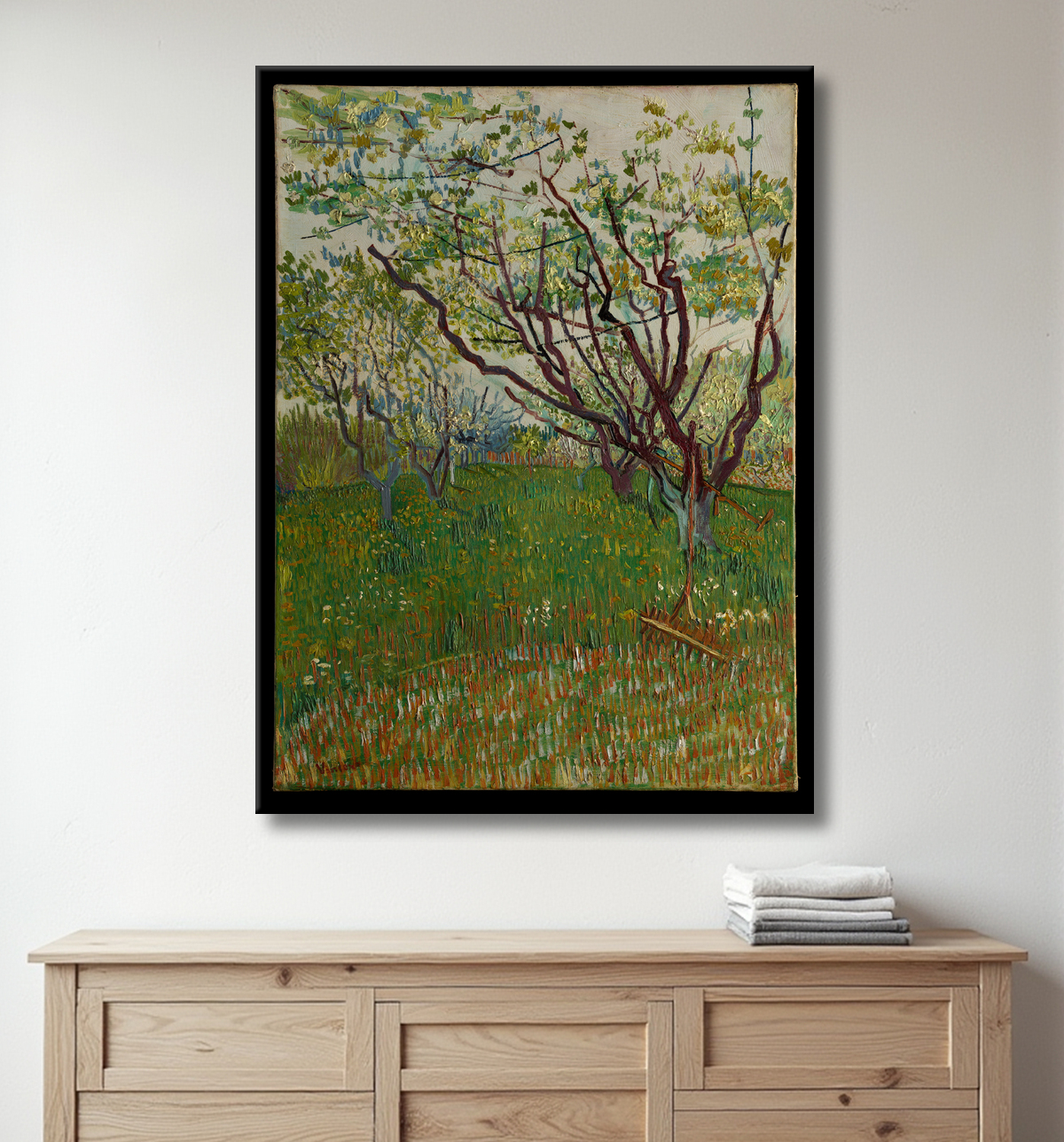 Reproduction Le verger fleuri de Vincent van Gogh avec decor