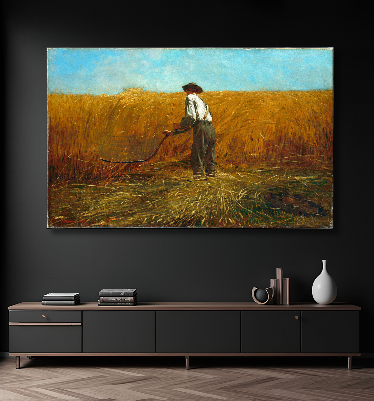 Reproduction Le vétéran dans un nouveau domaine de Winslow Homer avec decor